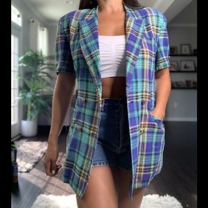 Vintage shirt sleeve plaid over size blazer size M